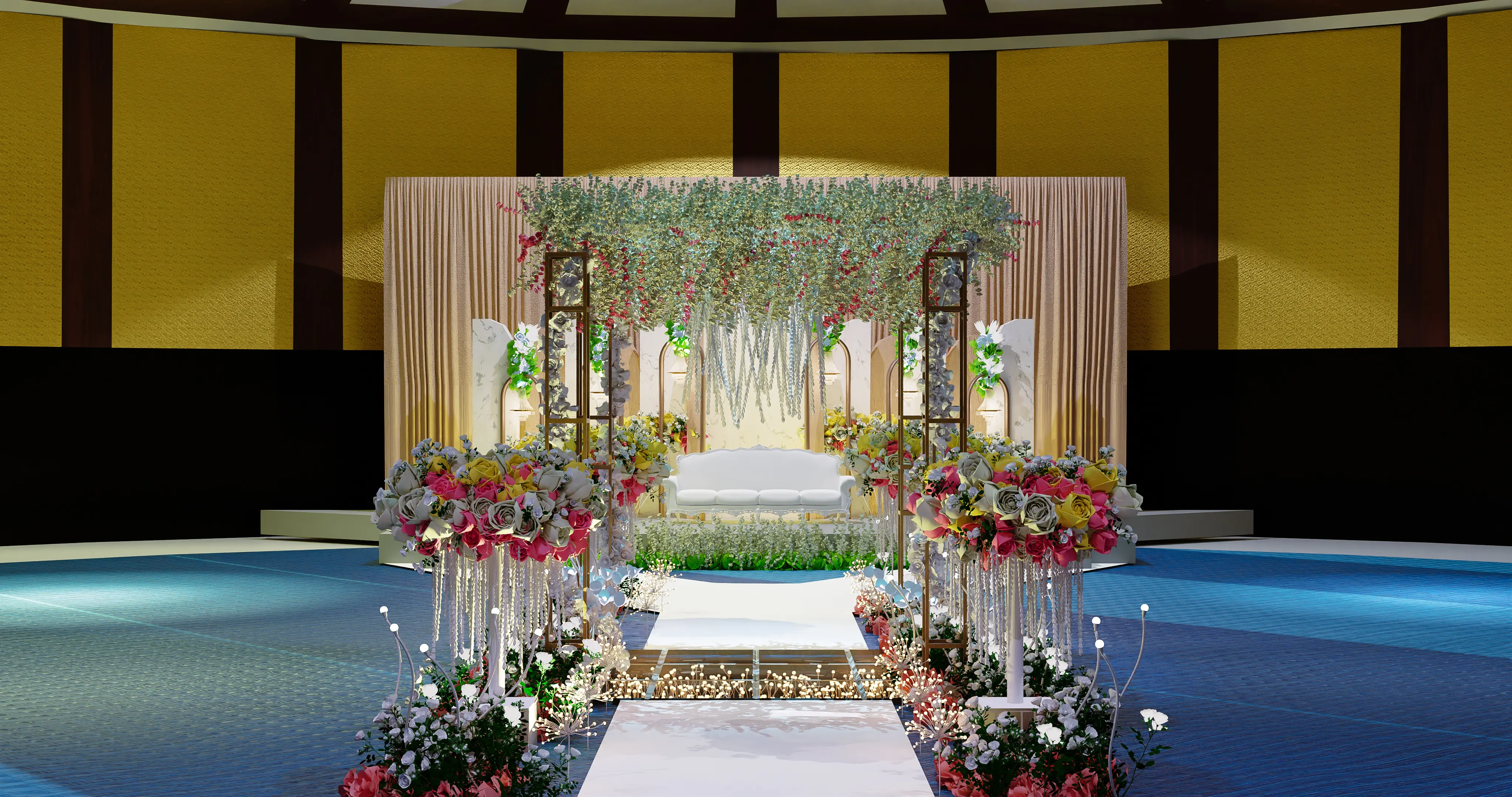 Burgundy wedding hall visualization